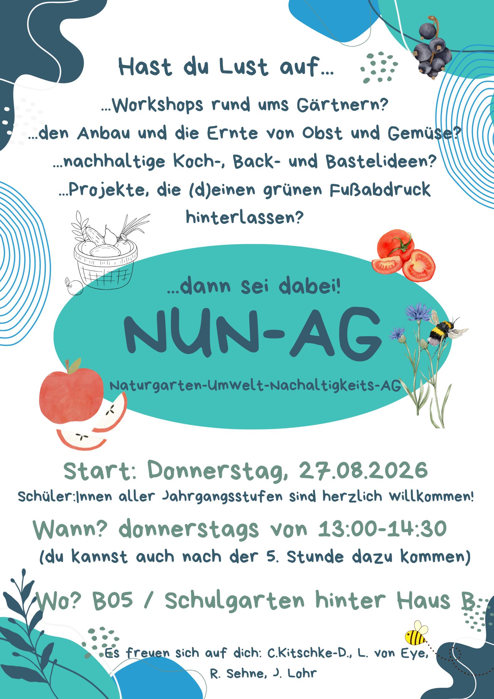 Die NUN-AG startet in ein neues, unser 10., Schuljahr 2026/27…
