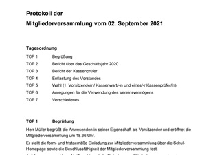 Protokoll der Mitgliederversammlung vom 02.09.2021
