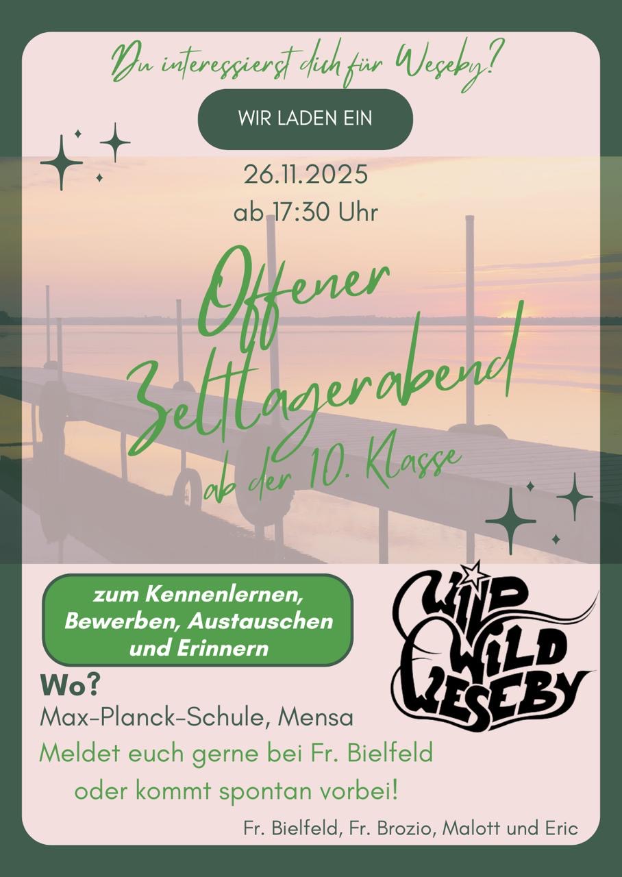 Einladung 26.11.: Offener Zeltlagerabend ab 10. Klasse